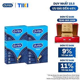 Bộ 4 Bao Cao Su Durex Jeans - Hộp 3 Bao 