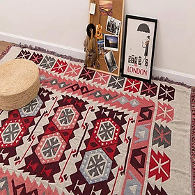 Thảm đỏ thổ cẩm sử dụng được hai mặt có 3 kích thước decor phòng sang trọng