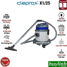 Máy hút bụi công nghiệp khô và ướt CleproX X1 25 - 23 lít Thùng Inox -