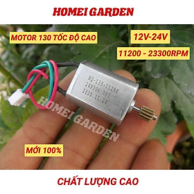 Mô tơ motor mini 130 tốc độ cao có chổi than kèm bánh răng 12V - 24V 23300 vòng / phút mới 100% - HM0032