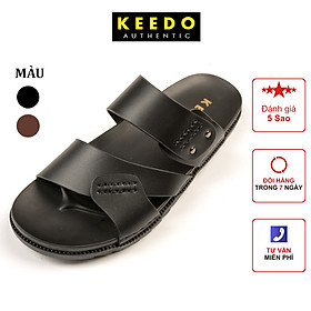 Dép da nam quai ngang cao cấp KEEDO BH01013
