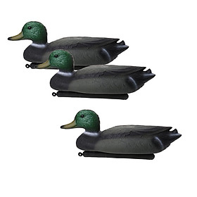 3 Pieces Hunting PE Plastic Duck Decoy Drake With Floating Keel Garden Decor, Black Green