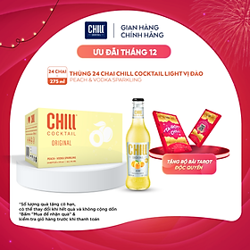 Thùng 24 chai Chill Cocktail vị Peach Vodka Sparkling 275ml/chai