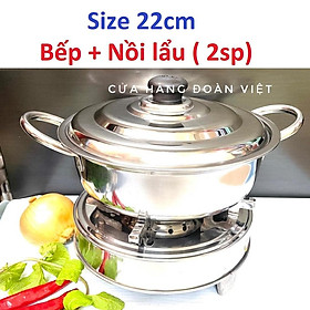 Bộ Bếp Cồn INOX / Nồi Lẩu Chất liệu INOX dày. Combo bộ bếp cồn nồi lẩu chuyên cho quán ăn nhà hàng và gia đình