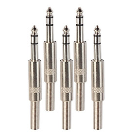 5 Pcs 6.35mm Male to Female Stereo   Microphone Cable Adapter Connector