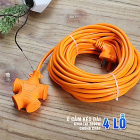 Ổ cắm kéo dài đa năng MIHOCO 881, 4 lỗ cắm, bảo vệ quá tải, chống giật chịu tải 3000w, 3m, 5m, 10m, 15m, 20m