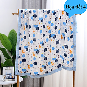 Chăn Đắp, Khăn Tắm Và Quấn Ủ Bonny 100 Sợi Tre Lụa 4 Lớp Siêu Mềm, Thấm Hút, An Toàn Cho Làn Da Của Bé Yêu Kt1m1x1m2 - Họa tiết 4