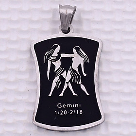 Mặt dây chuyền cung Song Tử - Gemini inox trắng kèm móc inox trắng, Cung hoàng đạo