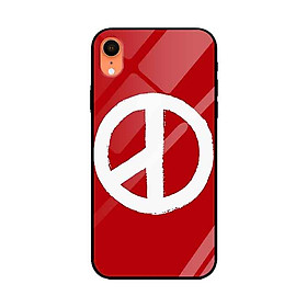 Hình ảnh Ốp lưng kính cường lực cho iPhone Xr Nền Peace Y Nền Đỏ - Hàng Chính Hãng
