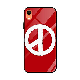 Ốp lưng kính cường lực cho iPhone Xr Nền Peace Y Nền Đỏ - Hàng Chính Hãng