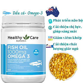 Omega 3 Úc Healthy Care Fish Oil 1000mg Hỗ trợ sức khỏe não bộ, tim mạch, khớp, bổ mắt và tăng sức khỏe tổng thể - Massel Official - 400viên /hộp