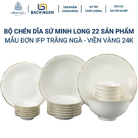 Mua Bộ bàn ăn Minh Long 22sp Mẫu Đơn IFP VCV dùng cho gia đình  sứ đẹp cao cấp dùng đãi khách  tặng quà tết - bộ bàn ăn