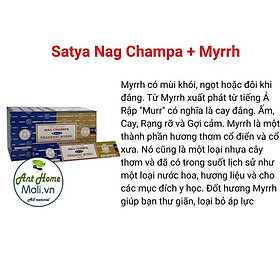 Nhang thanh tẩy Satya Nag Champa + Myrrh