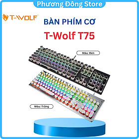 Bàn Phím cơ T-Wolf T75, Blue Switch, USB, LED, 104 Gaming - Hàng chính hãng