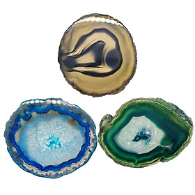 3pcs Oval/Round Natural Agate Slice For Crafts DIY Christmas/ New Year Gifts Thanks Giving Day Present Home Decoration Stone Group 5#