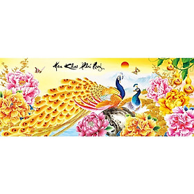 Mua Tranh thêu chữ thập Hoa Khai Phú Quý (92*43cm) chưa thêu