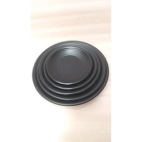 Mua Dĩa tròn gân nhựa Melamine nhám đen nhiều Size