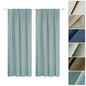 Màn cửa 2 tấm thiết kế hiện đại có thể cách nhiệt thích hợp gắn phòng ngủ, phòng khách-Màu xanh lợt-Size 39W X 51L trong