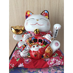 Mua Mèo thần tài vẫy tay cao 18cm  tay cầm thỏi vàng