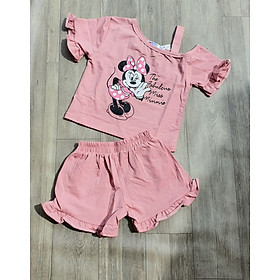 Đồ bộ bé gái, Bộ cộc tay cho bé gái phong cách dễ thương từ 10-22kg chất cotton mềm mịn mát