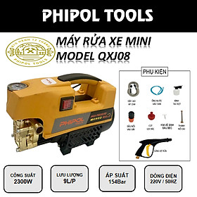 Máy rửa xe, máy xịt rửa đa năng PHIPOL TOOLS QXJ08 tặng kèm đầy đủ phụ kiện - Hàng Chính Hãng