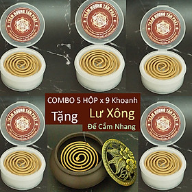 Mua Nhang Vòng Khoanh Trầm Hương thơm - cháy 4 Giờ - ( ComBo 5 Hộp + Tặng Lư Xông + Đế Cắm Nhang