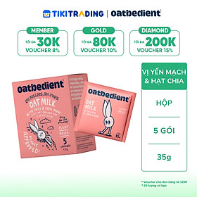 Sữa Yến Mạch Dạng Bột OATBEDIENT Vị Yến Mạch & Hạt Chia Thuần Chay Hộp 5 Gói x 35g