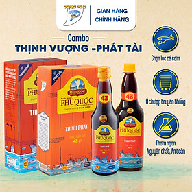 Combo hộp 2 chai Thịnh Vượng 650ml và hộp 2 chai Phát Tài 1000ml 43 độ đạm nước mắm truyền thống Phú Quốc Thịnh Phát