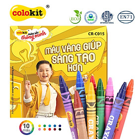 Bút sáp màu Thiên Long Colokit 10/12 màu tươi sáng tiêu chuẩn Châu Âu an toàn cho trẻ em tô màu, vẽ tranh CR-C015/CR-C016