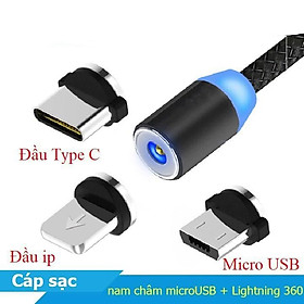 Mua Cáp sạc TỪ dây dù 3 ĐẦU ( iPhone + SamSung + Type C )