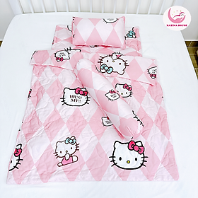 Combo 4 món Chăn gối nệm cho bé đi học Katina House, vải Tencel mềm mát, thấm hút tốt