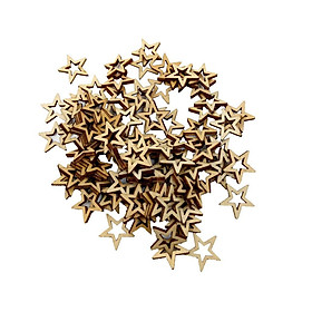 200 Piece 10/20mm Unfinished Hollow Wooden Shape Star Embellishments for Scrapbooking Crafts