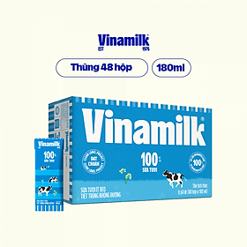 Hình ảnh Thùng 48 HỘP SỮA TƯƠI TIỆT TRÙNG VINAMILK 100% TÁCH BÉO KHÔNG ĐƯỜNG 180ML