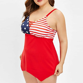 〖Follure〗Plus Size Fashion Women Plus Size Flag Print Beach Bandage Bikini Tankini Swimwear
