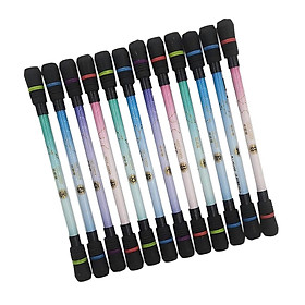 12 Pieces  Pen Rolling Rotating Anti Slip Black/Blue Refill School Supplies