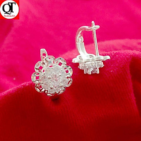 Bông tai nữ thời trang Bạc Quang Thản khóa bật đeo sát tai đính đá cao cấp - QTBT103