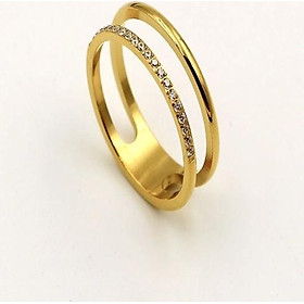 Nhẫn titan đá cubic sang chảnh NK31 màu vàng