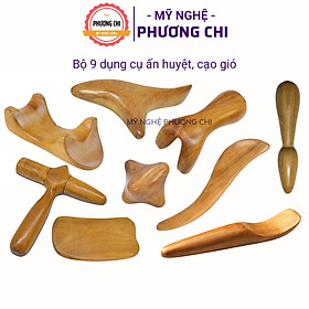 Combo Bộ 9 Dụng Cụ Ấn Huyệt, Cạo Gió Mát Xa Giúp Đả Thông Kinh Mạch Và Lưu Thông Khí Huyết | Mỹ Nghệ Phương Chi