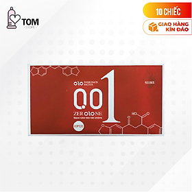 Bao cao su olo 0.01 đỏ siêu mỏng, nóng ấm - hộp 10 cái