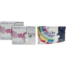 Combo 02 gói băng vệ sinh thảo dược Ban ngày Doctor Care tặng 01 gói băng vệ sinh thảo dược Ban đêm Slea'zy