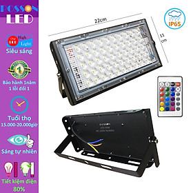 Sỉ 20 Đèn Led pha đổi nhiều màu RGB 50w 220v kèm điều khiển hắt tường rọi cây kín chống nước mưa ngoài trời Posson LF-50RGB