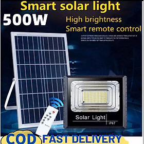 Đèn năng lượng mặt trời đèn chống lóa, chống nước Solar Light khung nhôm 500W Chính hãng IP67 bảo hành 2 năm.