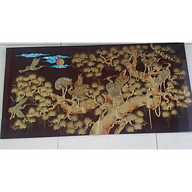 Mua Tranh sơn mài Tùng Hạc đắp nổi hàng xuất khẩu 60x120 cm trang trí nhà cửa  quà tặng tân gia  khai trương ý nghĩa
