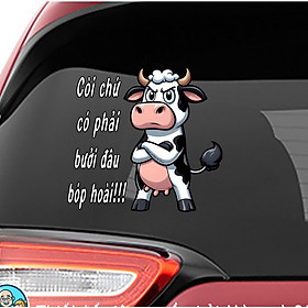Decal dán xe, tem dán xe, Bò sữa bóp còi - thiết kế đặc biệt phủ sơn UV dán kính hậu ôtô Mày mò Store.