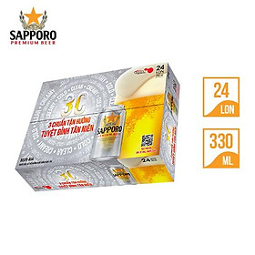 Combo 02 thùng Bia Sapporo Premium - 24 lon 330ml