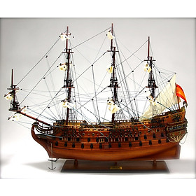 Thuyền buồm gỗ trang trí San Felipe dài 95cm (lắp ráp sẵn)