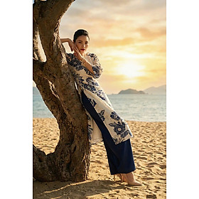 Áo Dài Cổ Thuyền Hoa Mẫu Đơn ADA013 thời trang thiết kế Hity