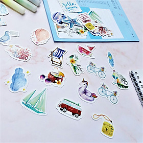 Hộp 46 Miếng Dán Sticker Trang Trí Chủ Đề Du Lịch Biển