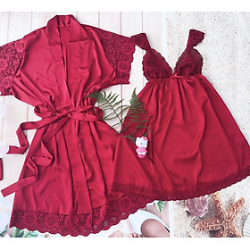 Combo áo choàng +váy ngủ lụa cao cấp sexy sang trọng