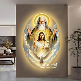 (HCM) Tranh đèn led tráng gương chúa Giêsu tarng trí phòng thờ, phòng khách kèm đinh treo